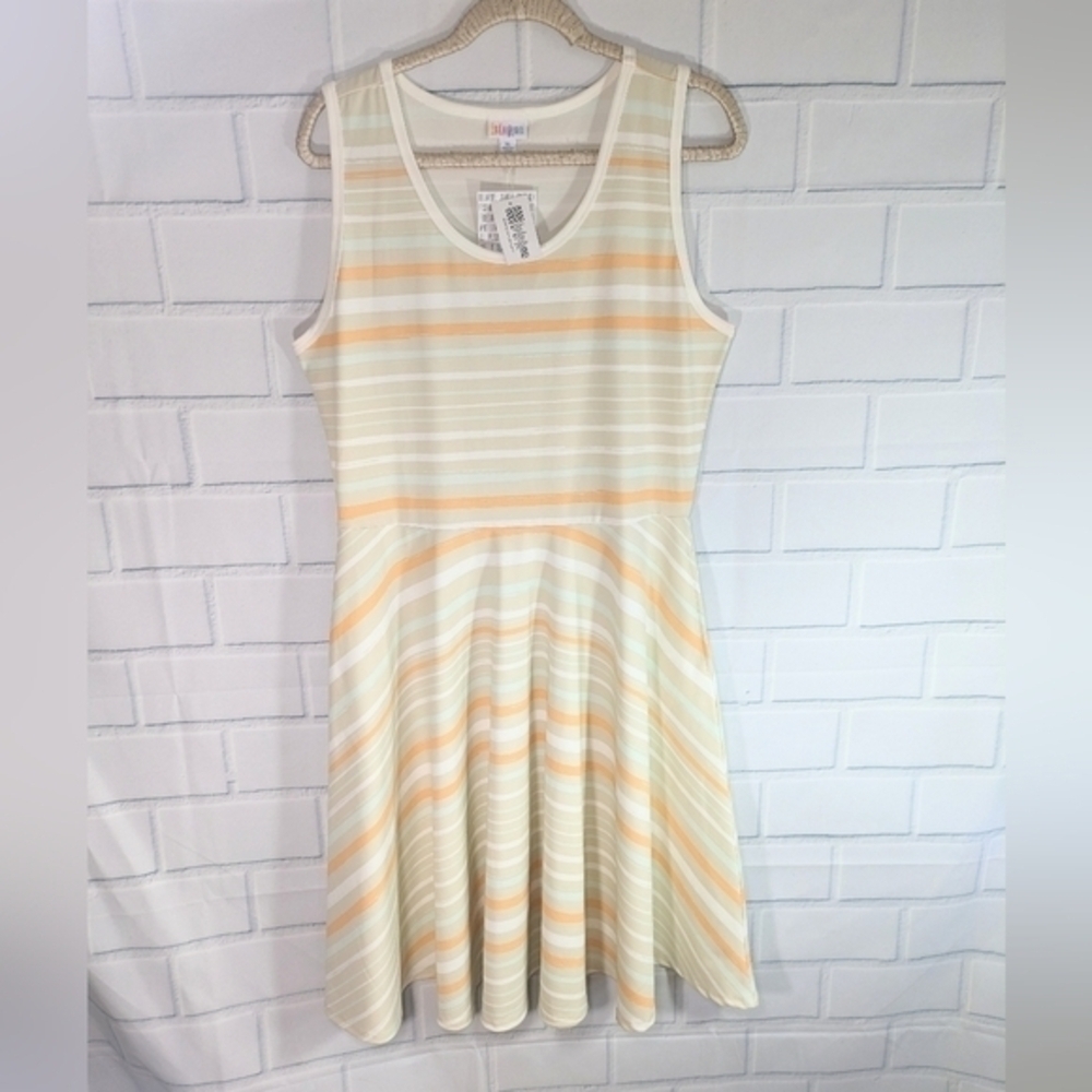 LuLaRoe Cream Striped Nicki Dress NWT